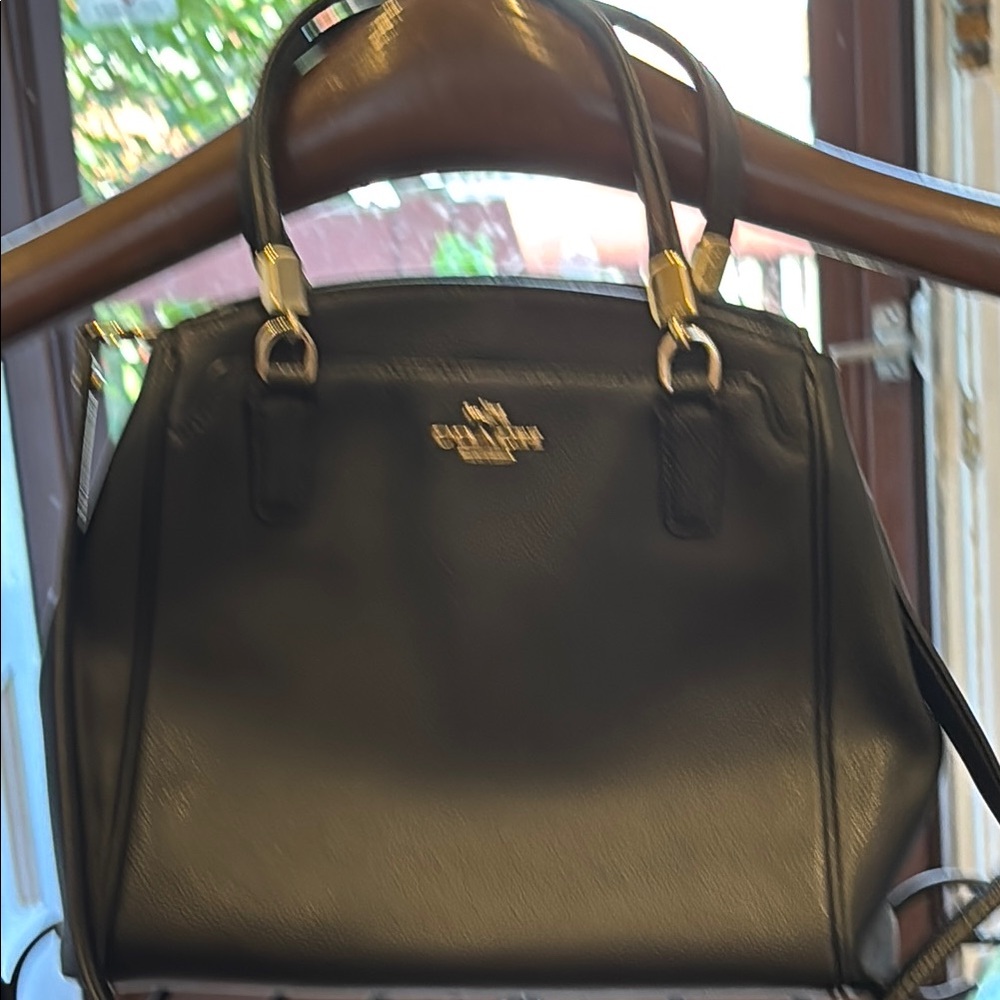 Coach Black Leather Satchel with Gold Hardware